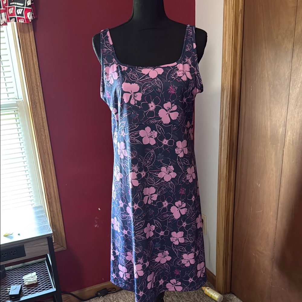 Floral Pink and Blue Sleeveless Dress